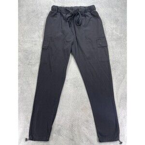 Mnml Cargo Lounge Pants Mens XL Black Belted Cotton Drawcord Hem Tapered Leg